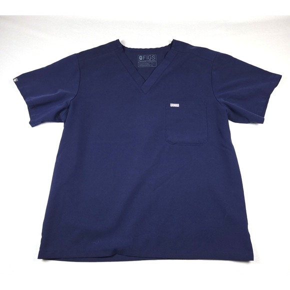 Figs Mens Leon 3 Pocket Scrub Top Navy Sz Large Medical Vet - Picture 1 of 6